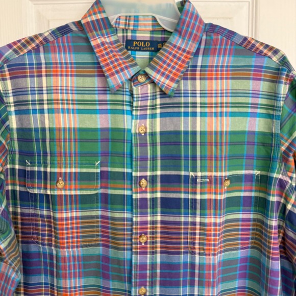 NEW Polo Ralph Lauren Mens XXL Plaid Button Down Shirt Multicolor Preppy Ivy